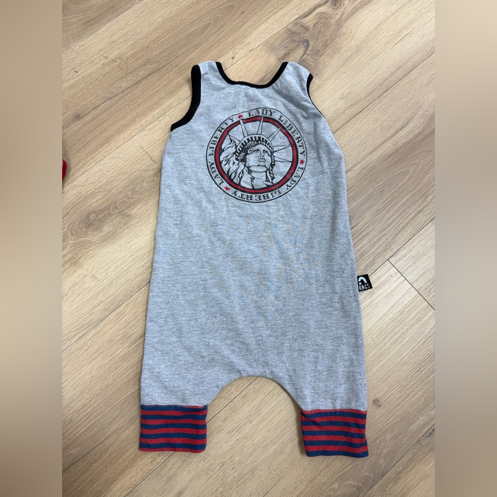 Rags to Raches Gray and Red Bodysuit